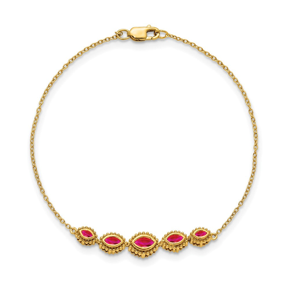 14K Gelbgold Armband mit Rubinen im Marquise-Schliff
