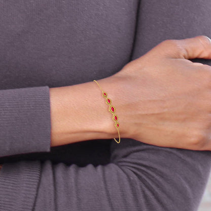 14K Gelbgold Armband mit Rubinen im Marquise-Schliff