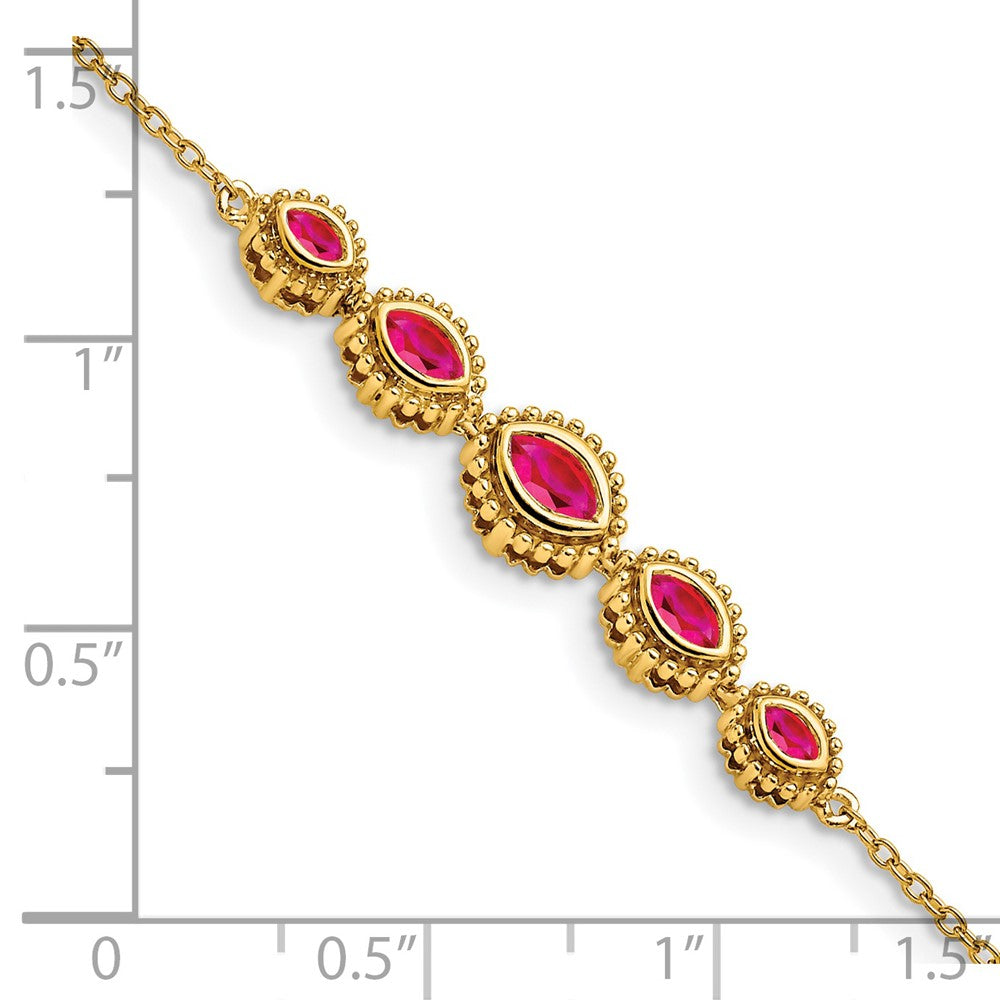 14K Gelbgold Armband mit Rubinen im Marquise-Schliff