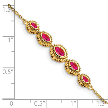 14K Gelbgold Armband mit Rubinen im Marquise-Schliff