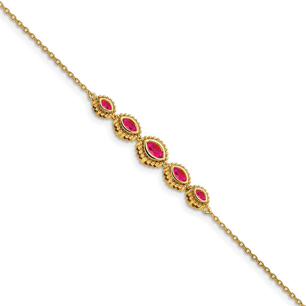 14K Gelbgold Armband mit Rubinen im Marquise-Schliff