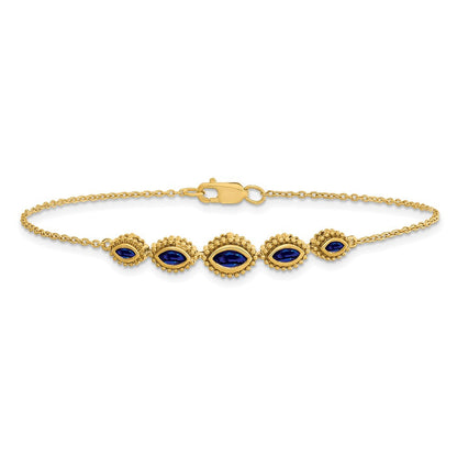 14K Gelbgold Armband mit Marquise-Saphir