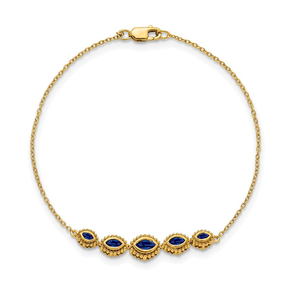 14K Gelbgold Armband mit Marquise-Saphir