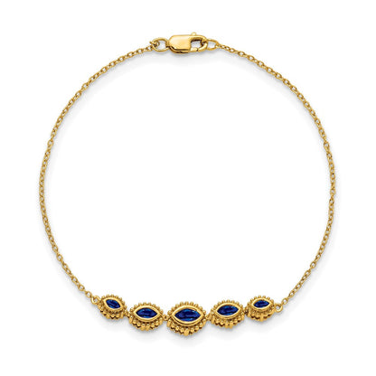 14K Gelbgold Armband mit Marquise-Saphir