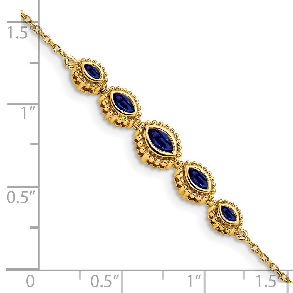 14K Gelbgold Armband mit Marquise-Saphir
