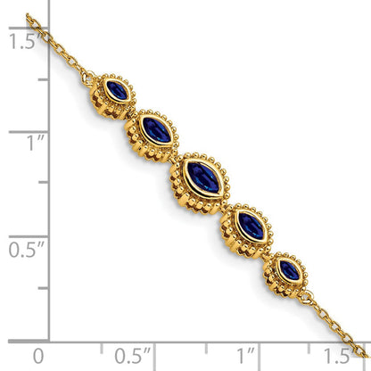 14K Gelbgold Armband mit Marquise-Saphir