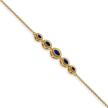 14K Gelbgold Armband mit Marquise-Saphir