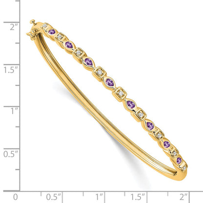 14K Gelbgold Armreif mit Amethyst und natürlichem Diamant