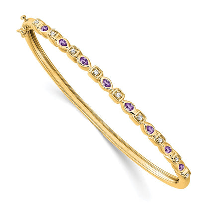 14K Gelbgold Armreif mit Amethyst und natürlichem Diamant