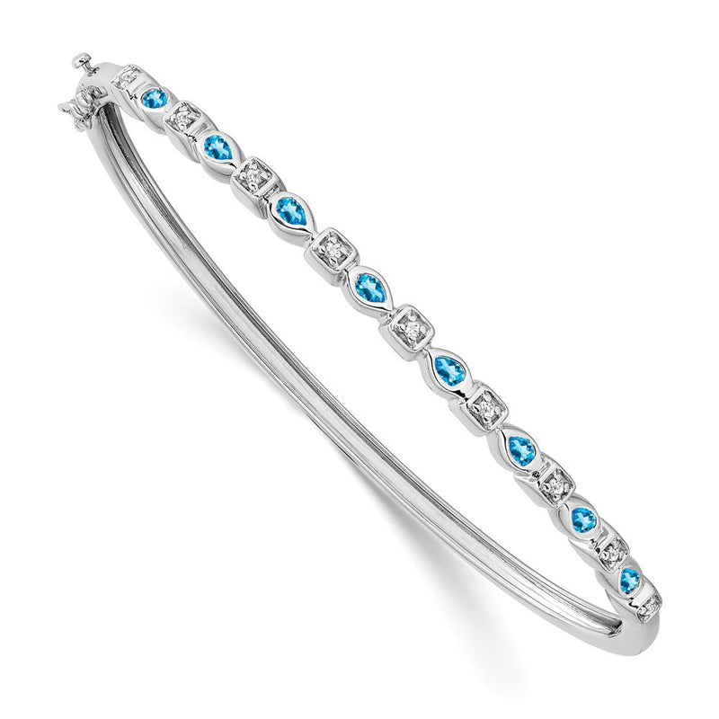 14K Gelbgold-Armband mit Swiss Blue Topas und Diamanten
