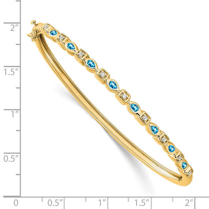 14-Karat-Gelbgold-Armreif mit blauem Topas und natürlichen Diamanten