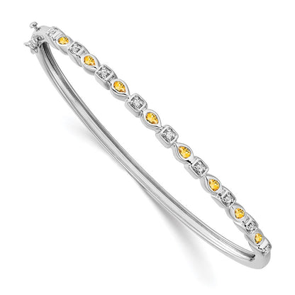 14K Gelbgold Armreif mit Citrin und natürlichen Diamanten