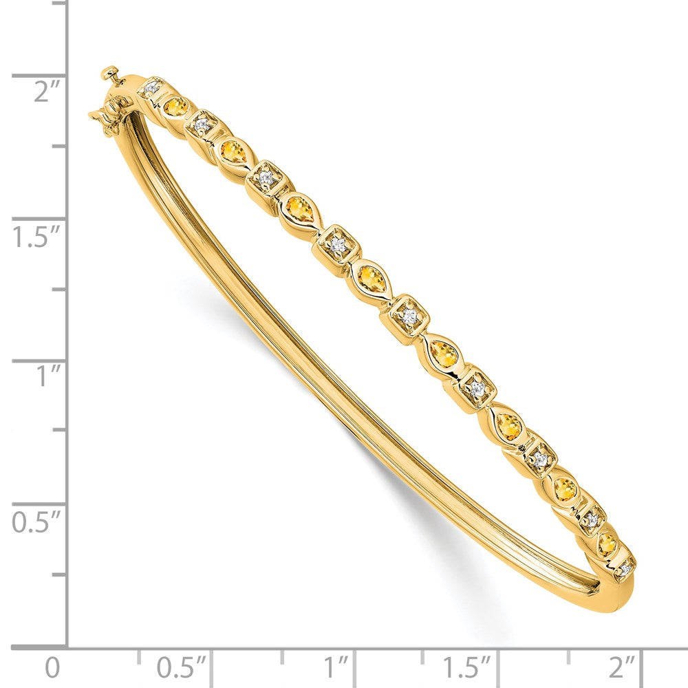 14K Gelbgold Armreif mit Citrin und natürlichen Diamanten