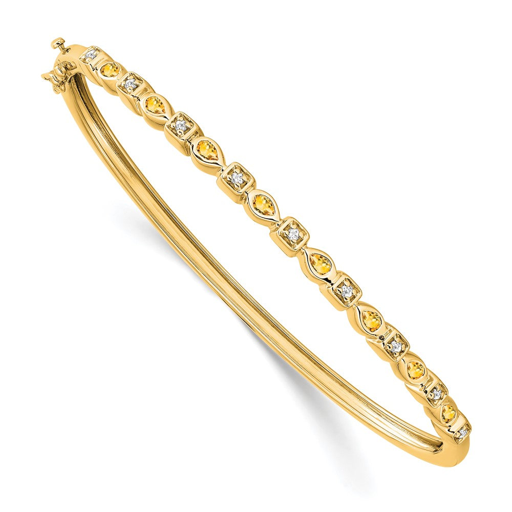 14K Gelbgold Armreif mit Citrin und natürlichen Diamanten