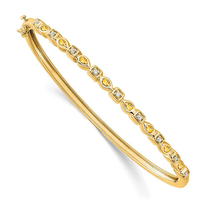 14K Gelbgold Armreif mit Citrin und natürlichen Diamanten
