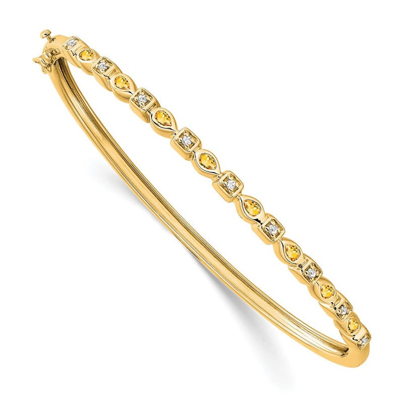 14K Gelbgold Armreif mit Citrin und natürlichen Diamanten