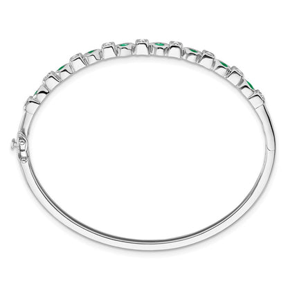14K Gelbgold Armreif mit Smaragd und natürlichem Diamant