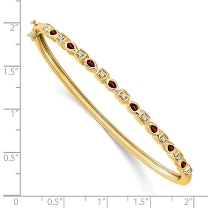 14K Gelbgold Armreif mit Granat und natürlichem Diamant