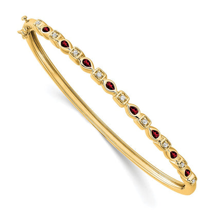 14K Gelbgold Armreif mit Granat und natürlichem Diamant