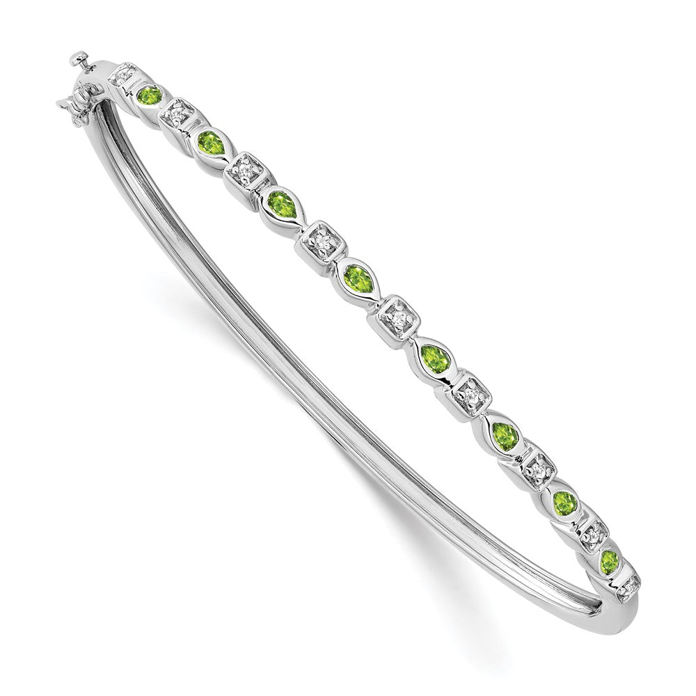14 Karat Gelbgold Armreif mit Peridot und natürlichen Diamanten