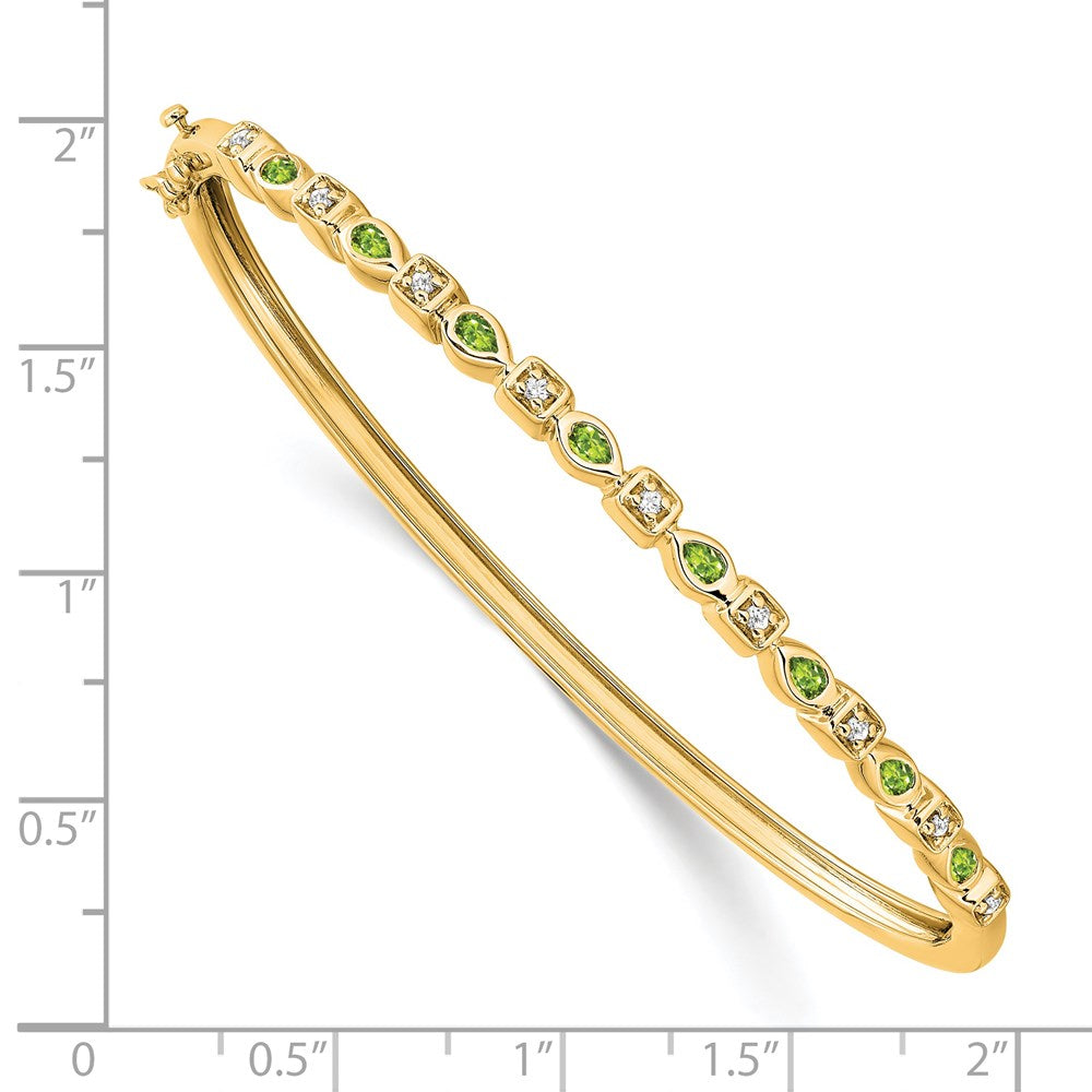 14 Karat Gelbgold-Armreif mit Peridot und natürlichem Diamant