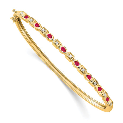 14K Gelbgold Armreif mit Rubin und natürlichem Diamant