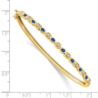 14 Karat Gelbgold Armreif mit Saphir und natürlichem Diamant