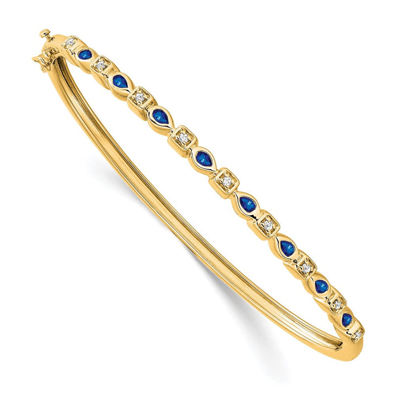 14 Karat Gelbgold Armreif mit Saphir und natürlichem Diamant