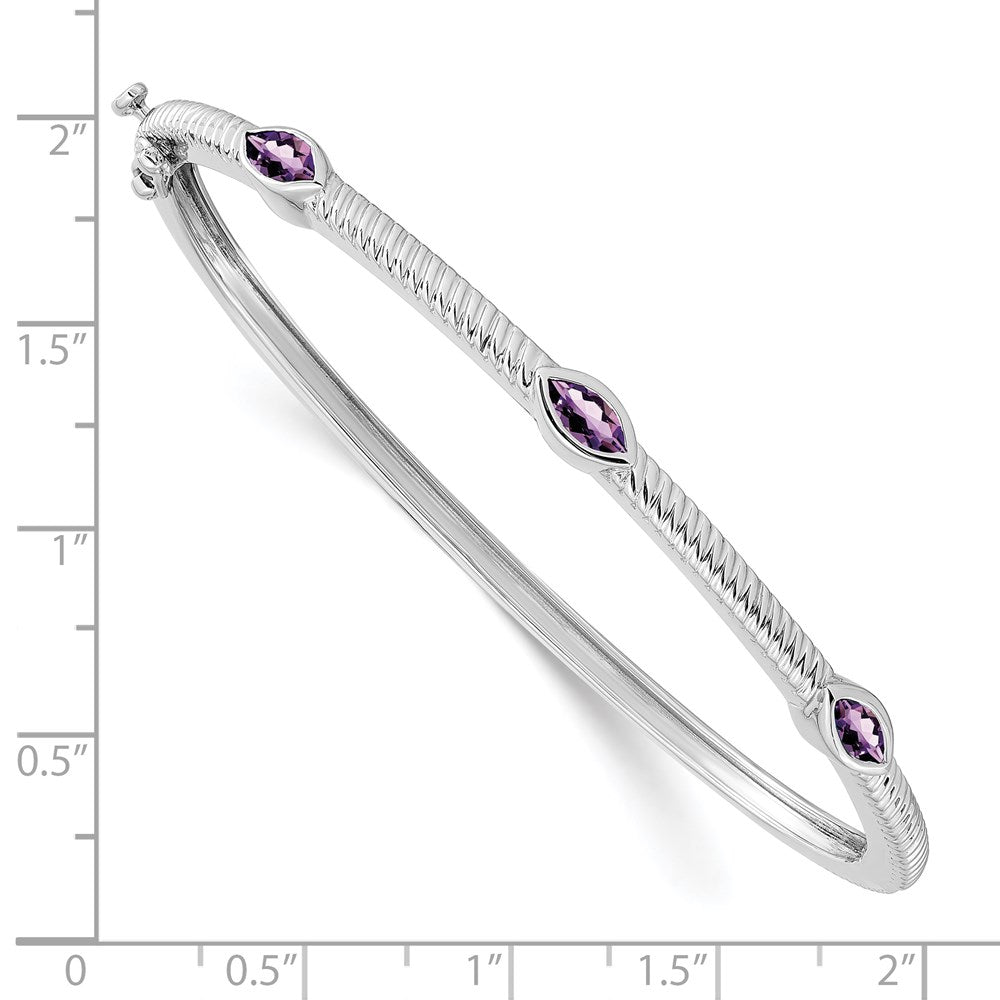 10K Weißgold Marquise Amethyst 3 Stein Armreif