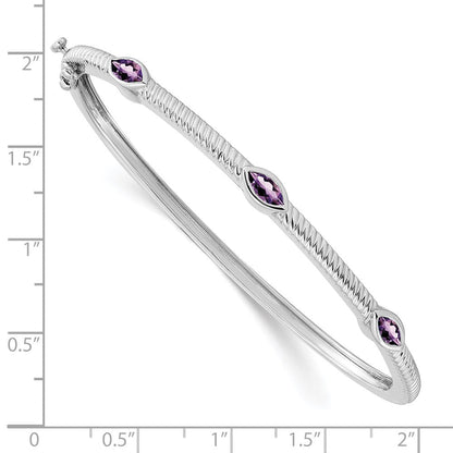 10K Weißgold Marquise Amethyst 3 Stein Armreif