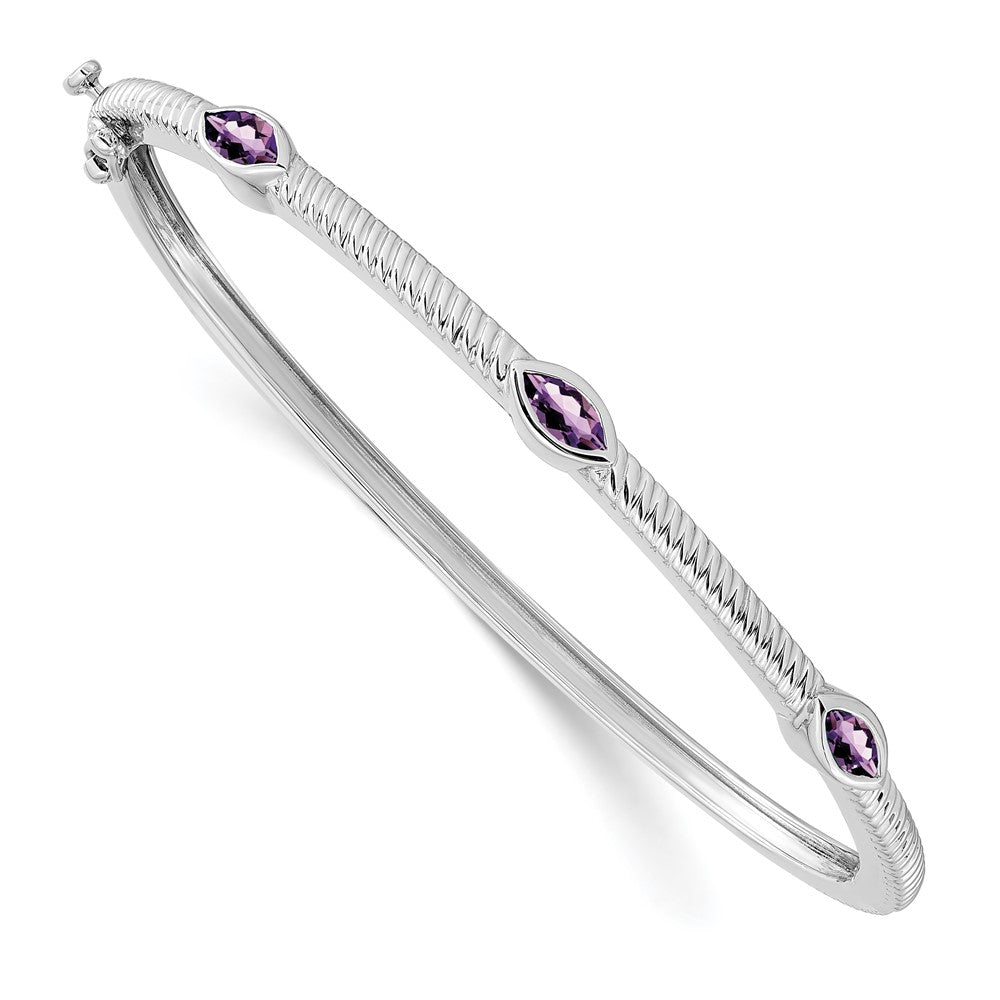 10K Weißgold Marquise Amethyst 3 Stein Armreif