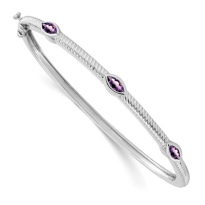 10K Weißgold Marquise Amethyst 3 Stein Armreif