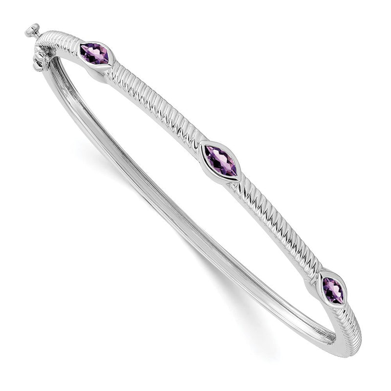 10K Weißgold Marquise Amethyst 3 Stein Armreif