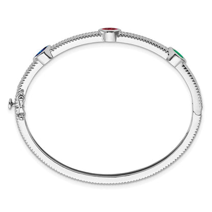 14K Gelbgold-Armreif mit Saphir, Rubin und Smaragd im Marquise-Schliff
