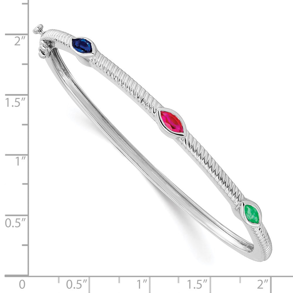 14K Gelbgold-Armreif mit Saphir, Rubin und Smaragd im Marquise-Schliff