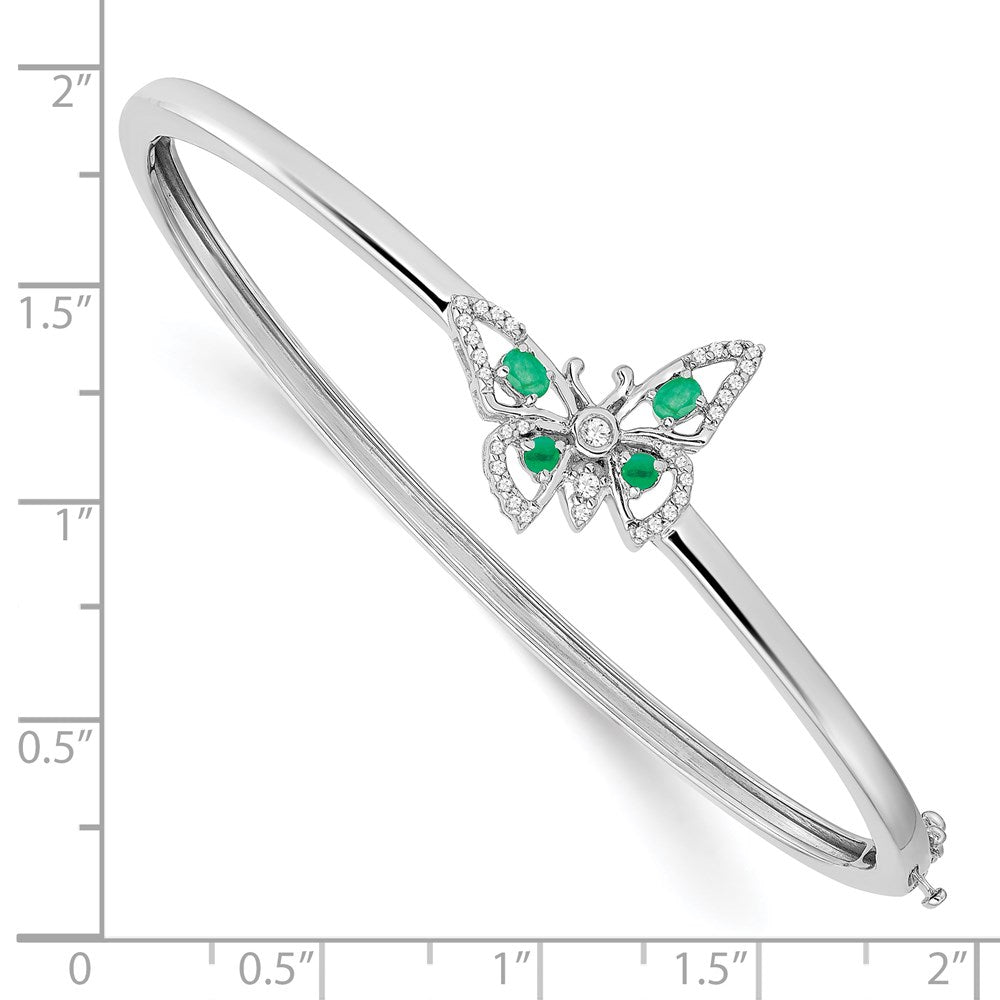 14K Gelbgold Armband mit Smaragden und natürlichen Diamanten in Schmetterlingsform