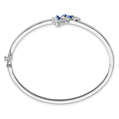 14K Gelbgold Armreif mit Saphir und natürlichem Diamant in Schmetterlingsform