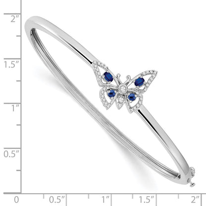 14K Gelbgold Armreif mit Saphir und natürlichem Diamant in Schmetterlingsform
