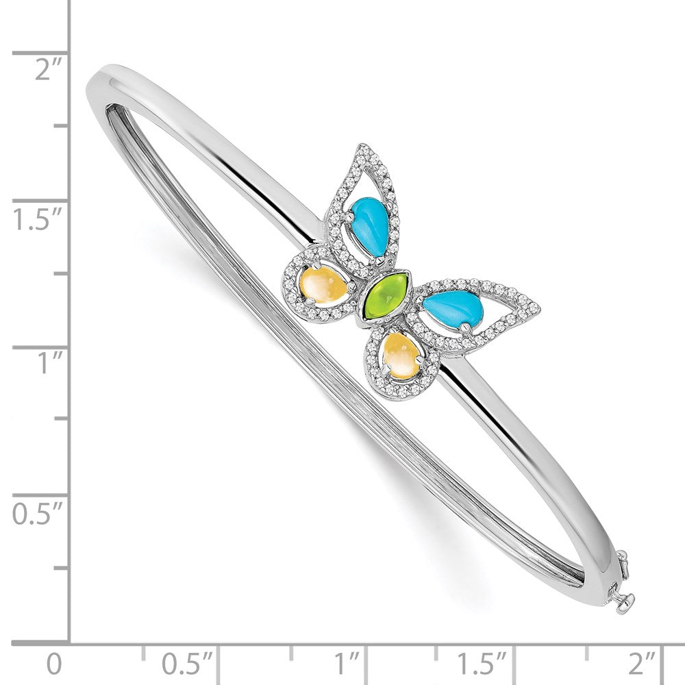 14K Weißgold Türkis/peridot/citrine/wh. Topas Schmetterling Armreif