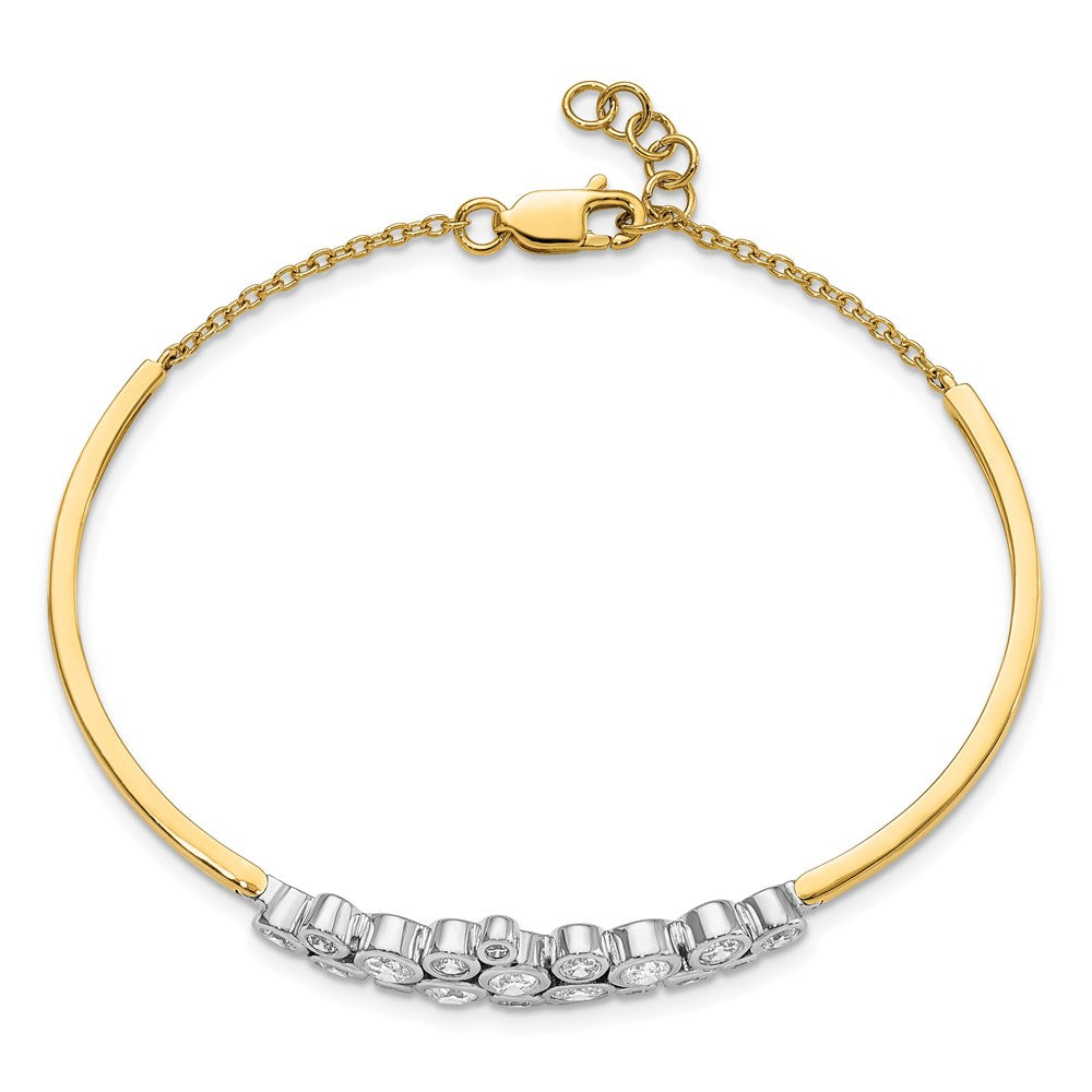 14K Bicolor 1 1/2 Ct. Im Labor Gezüchtet Diamant Vs/si+ G+ Armreif Mit.5 Zoll Extention Armband