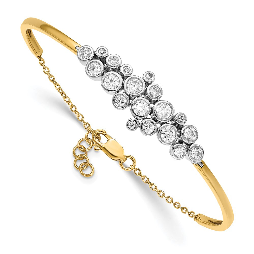 14K Bicolor 1 1/2 Ct. Im Labor Gezüchtet Diamant Vs/si+ G+ Armreif Mit.5 Zoll Extention Armband