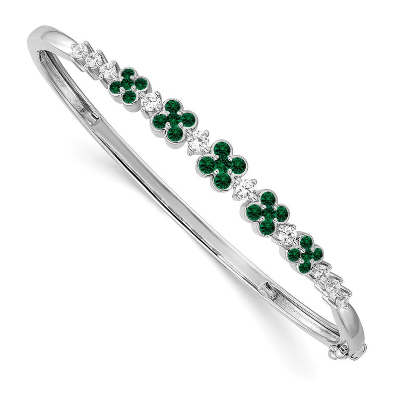 14K Weißgold Im Labor Gezüchtet Diamant Vs/si+ G+ Erzeugt.emerald Armreif Bracele
