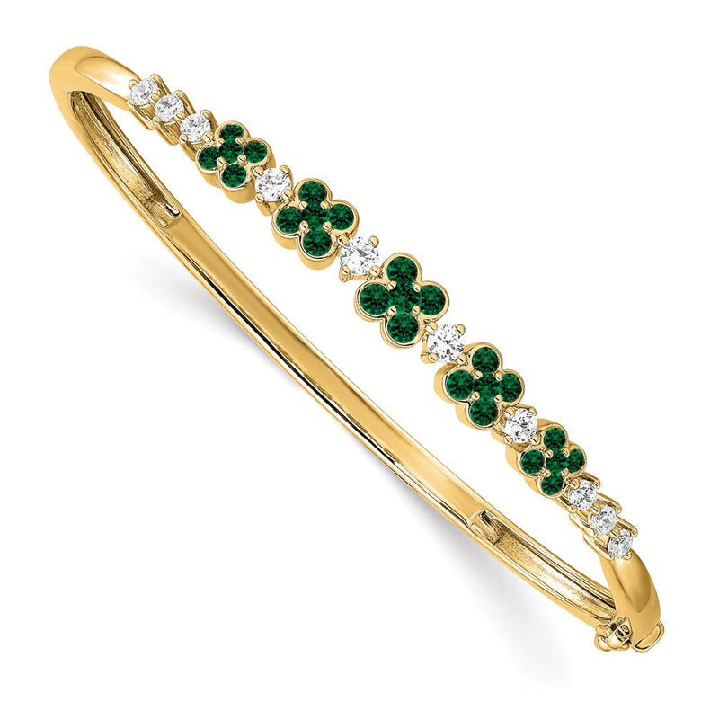 14K Gelbgold Im Labor Gezüchtet Diamant Vs/si Fgh Erzeugt.emerald Armreif Armband