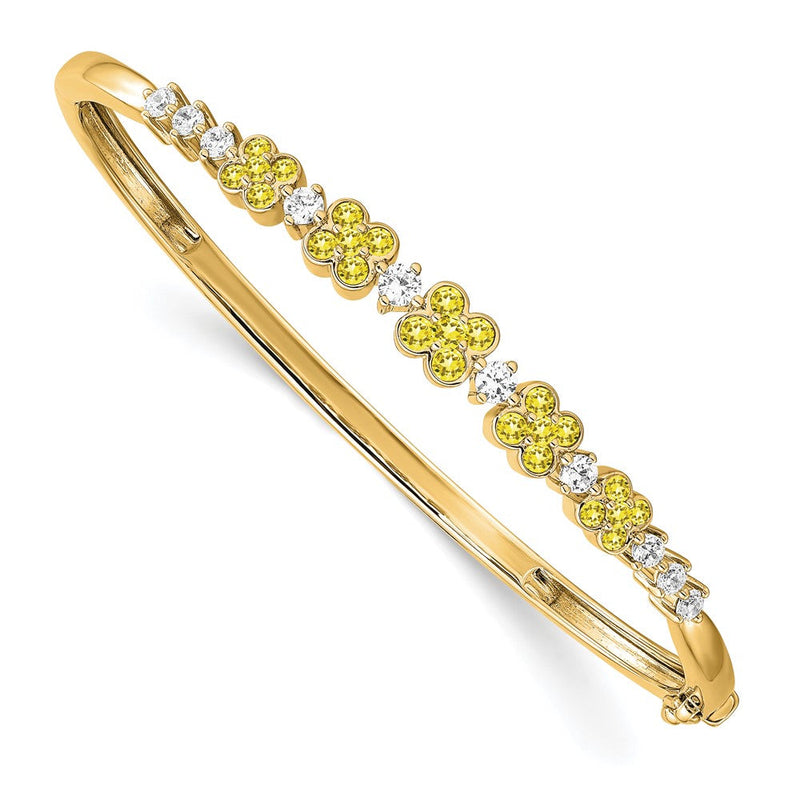 14K Gelbgold Im Labor Gezüchtet Diamant. Vs/si Fgh Erzeugt.yellow Saphir Armreif Armband