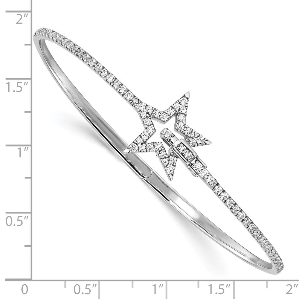 14K Gelbgold Armreif mit Klappscharnier und poliertem Stern mit natürlichen Diamanten
