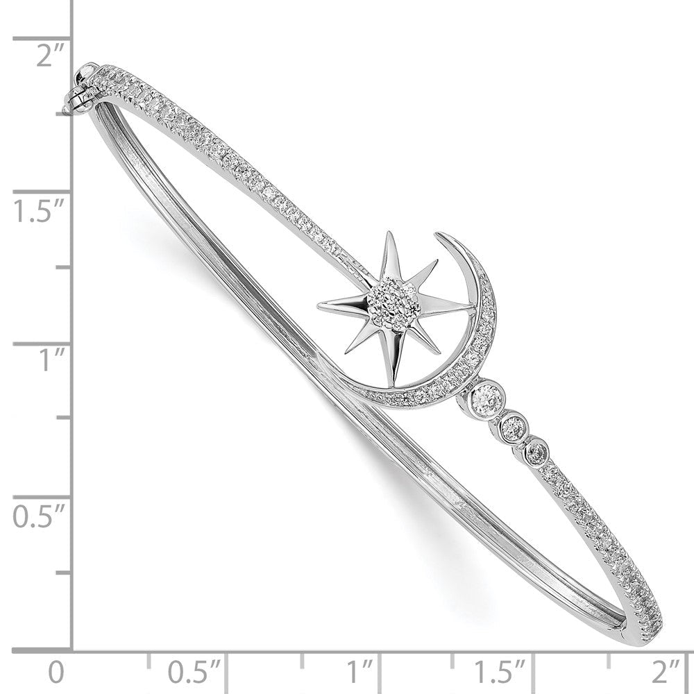 14K Gelbgold Armreif mit natürlichen Diamanten, Stern- und Mondmotiv
