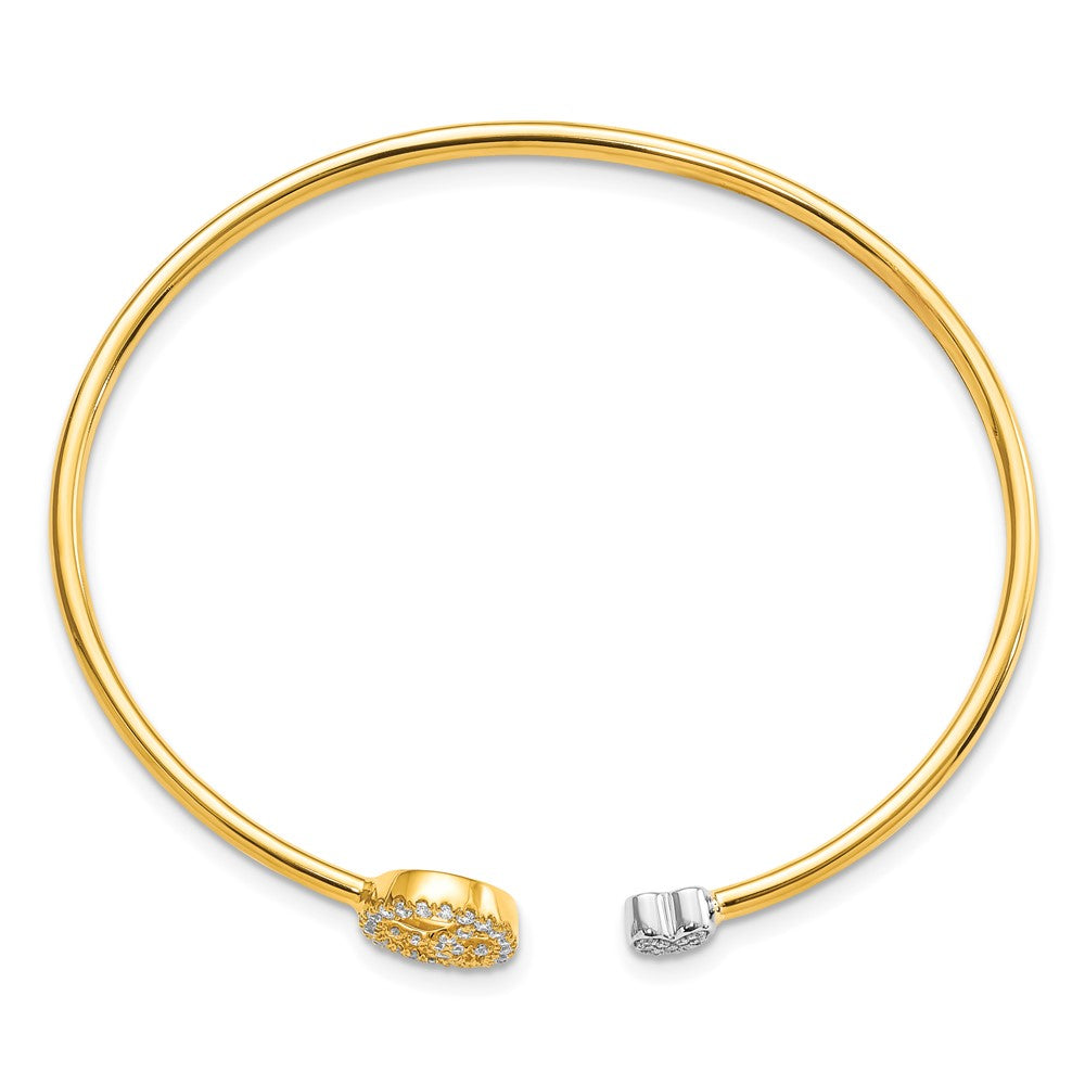 14K Bicolor Armreif „Frieden & Herz“ mit natürlichen Diamanten