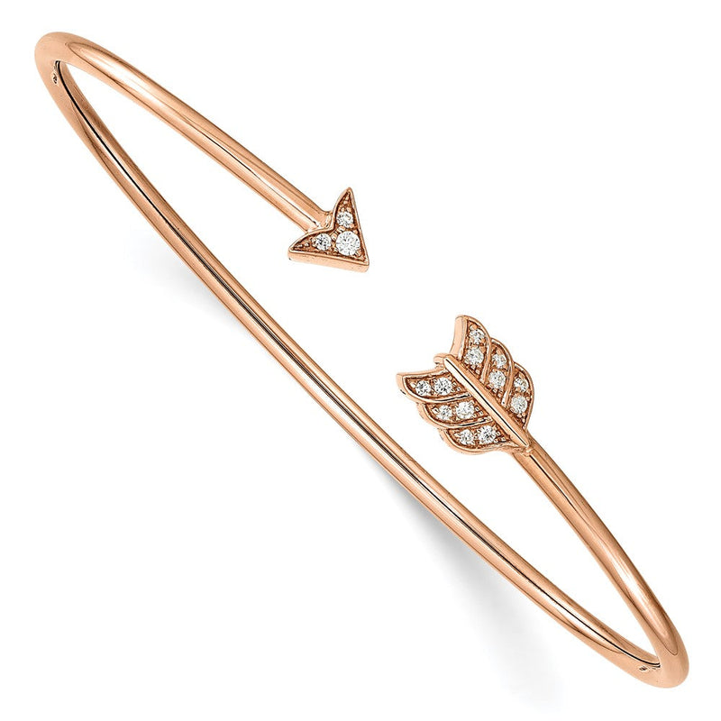 14K Roségold 1/10 Ct. Im Labor Gezüchtet Diamant Vs/si+ G+ Pfeil Manschette Flexibel Armreif Armband