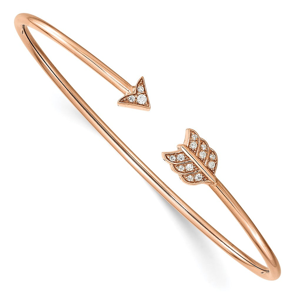 14K Gelbgold-Armreif mit natürlichen Diamanten im Pfeil-Design