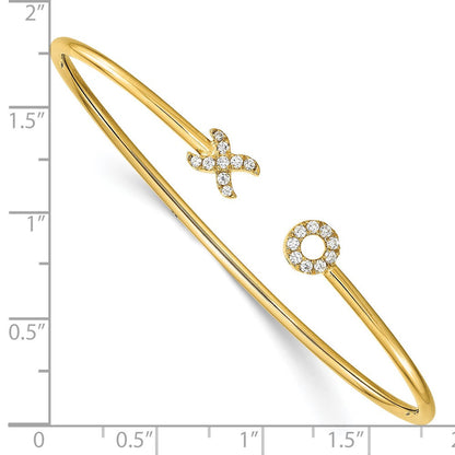 14K Gelbgold Armreif mit natürlichen Diamanten in X- und O-Form